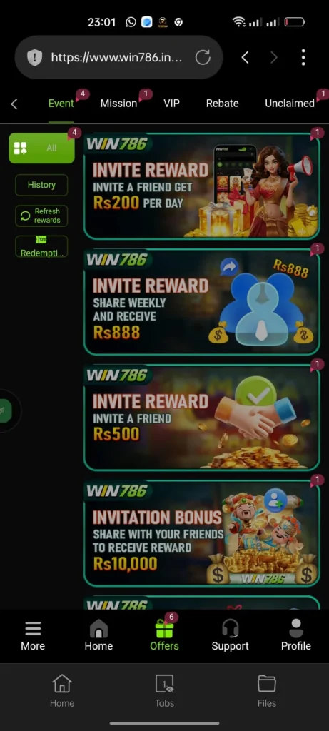 WIN786 Game lobby screenshot Pakistan